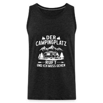Der Campingplatz ruft und ich muss gehen - Männer Premium Bio Tank Top - Anthrazit - Vorne - AI Model Male 185 dark (185cm)