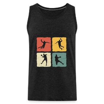 handballerin retro t-shirt handball - Männer Premium Bio Tank Top - Anthrazit - Vorne - Alexander (188cm)