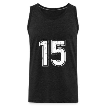 Maillot rétro 15 ans numéro 15 T-hirt numéro - Débardeur bio Premium Homme - charbon - Devant - AI Model Male 185 dark (185cm)