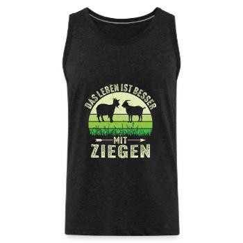 Das Leben ist besser mit Ziegen - Männer Premium Bio Tank Top - Anthrazit - Vorne - AI Model Male 185 dark (185cm)