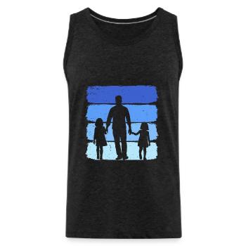 Vater und zwei Töchter Vintage Papa 2 Mädchen - Männer Premium Bio Tank Top - Anthrazit - Vorne - AI Model Male 185 dark (185cm)