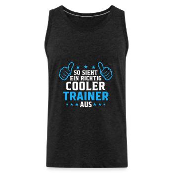 So sieht ein cooler Trainer aus - Männer Premium Bio Tank Top - Anthrazit - Vorne - AI Model Male 185 dark (185cm)