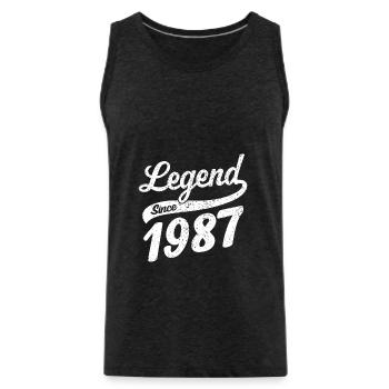Légende depuis 1987 millésime 1987 - Débardeur bio Premium Homme - charbon - Devant - AI Model Male 185 dark (185cm)