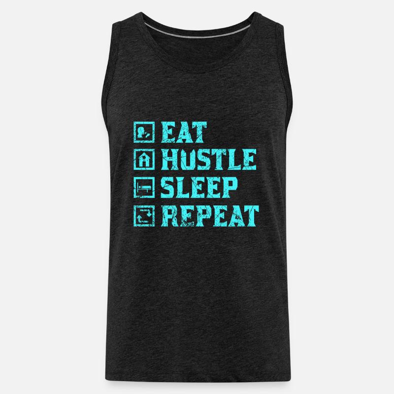 Eat hustle sleep repeat - Männer Premium Bio Tank Top - Anthrazit