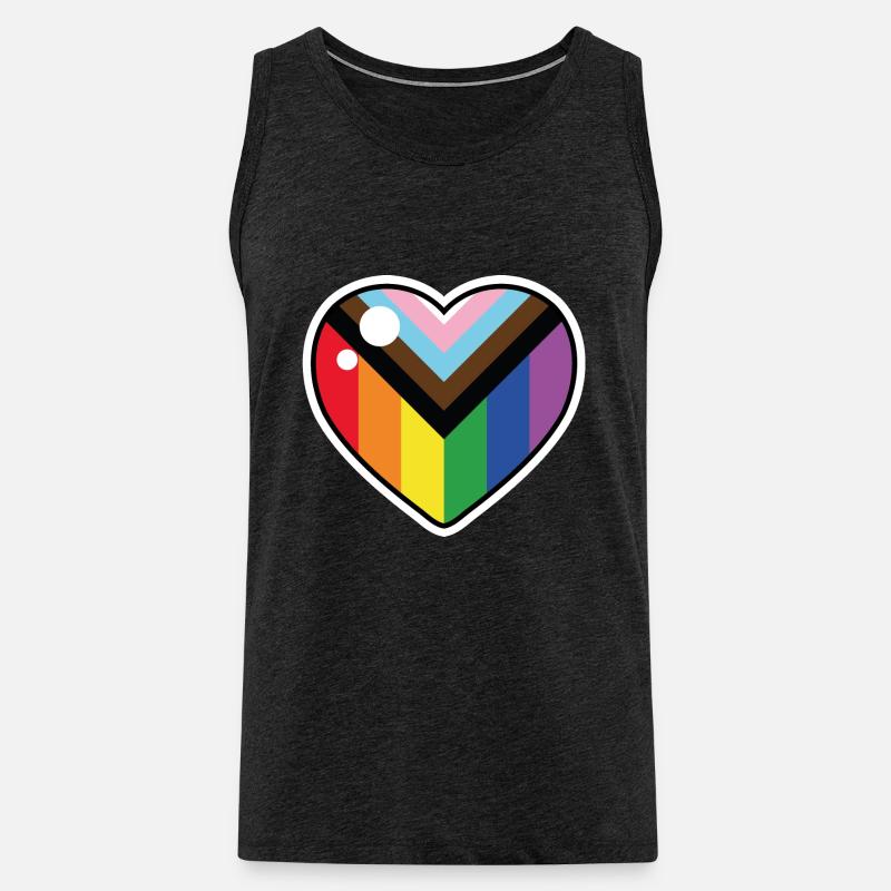 Herz (Progress Pride Flagge) - Männer Premium Bio Tank Top - Anthrazit