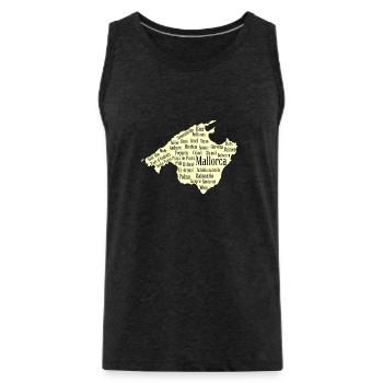 Mallorca Wordcloud Island Holidays Sun - Men's Premium Organic Tank Top - charcoal grey - Front - Alexander (188cm)