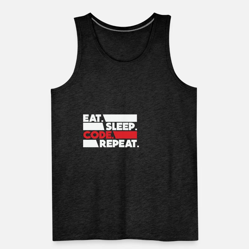 Eat Sleep Code Repeat Programmeur Devloper Débardeur bio Premium Homme