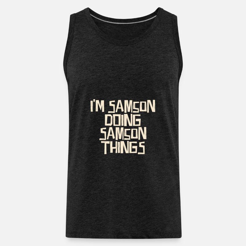 I'm Samson doing Samson things - Männer Premium Bio Tank Top - Anthrazit