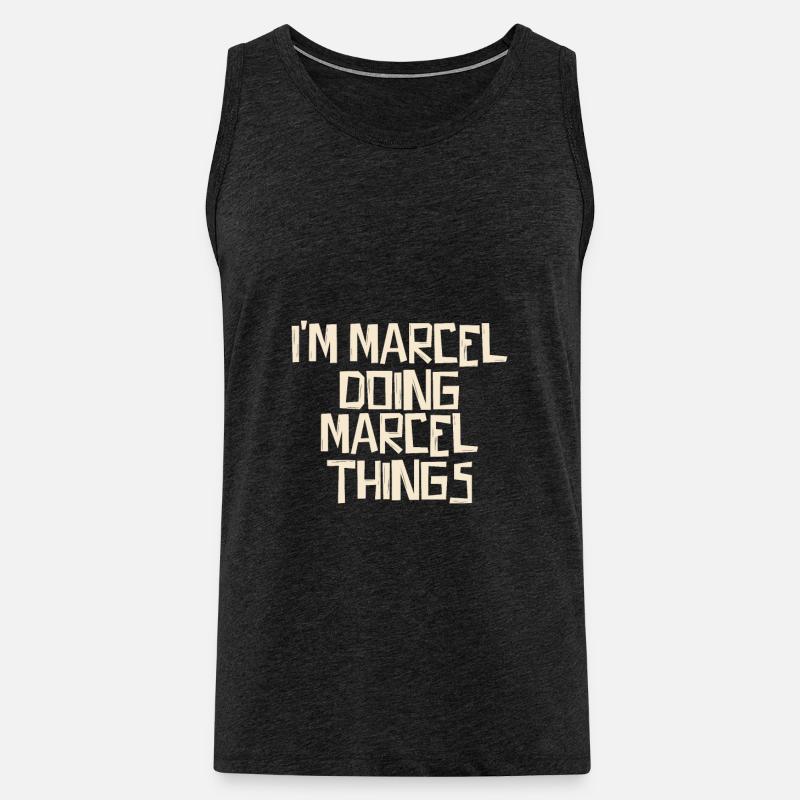 I'm Marcel doing Marcel things - Männer Premium Bio Tank Top - Anthrazit