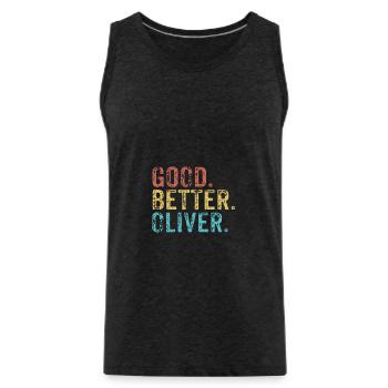 Bon meilleur Oliver - Débardeur bio Premium Homme - charbon - Devant - AI Model Male 185 dark (185cm)