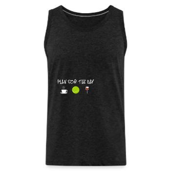 Plan for the Day Coffe Tennis Wine - Men's Premium Organic Tank Top - charcoal grey - Front - Alexander (188cm)
