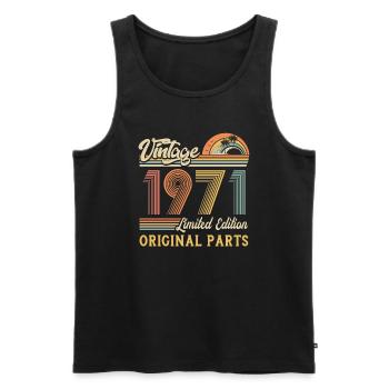 Vintage 1971 limited edition original parts - Men's Premium Organic Tank Top - charcoal grey - Front - AI Model Male 185 dark (185cm)