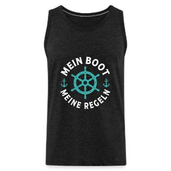 mein boot meine regeln t-shirt bootfahren - Männer Premium Bio Tank Top - Anthrazit - Vorne - AI Model Male 185 dark (185cm)