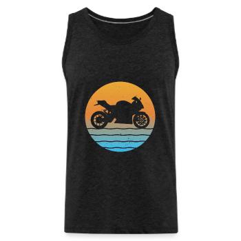 Sunset Motorcycle Biker Motorcyclist Motorsport - Men's Premium Organic Tank Top - charcoal grey - Front - AI Model Male 185 dark (185cm)