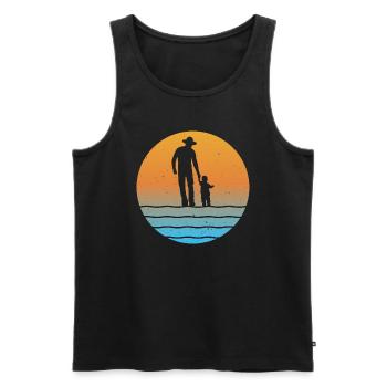 Père au coucher du soleil avec fils père fils grand-père et petit-fils - Débardeur bio Premium Homme - charbon - Devant - Alexander (188cm)