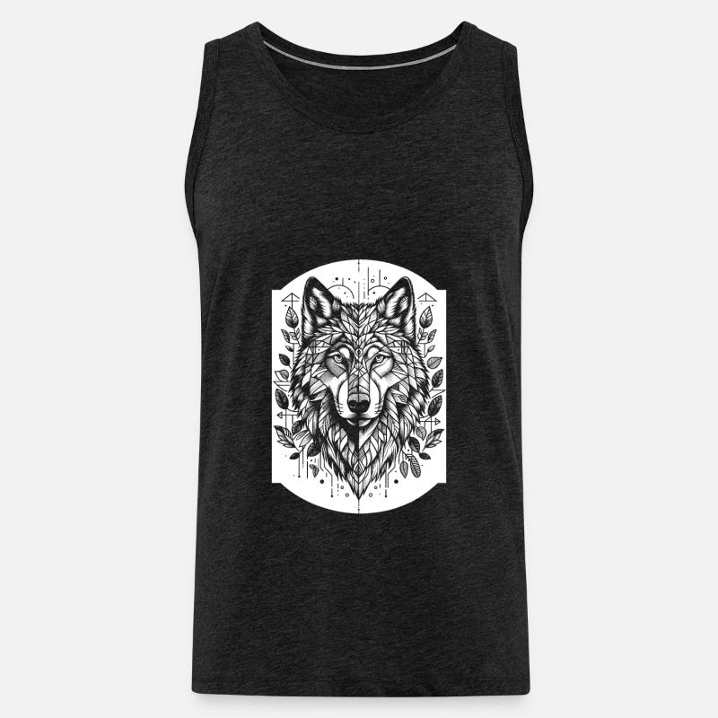 Wolf Geometrisch Polygon Wolf - Männer Premium Bio Tank Top - Anthrazit