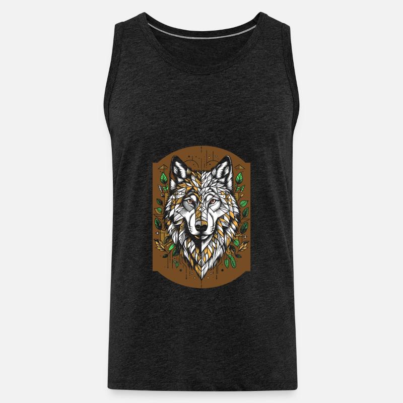 Wolf Geometrisch Polygon Wolf - Männer Premium Bio Tank Top - Anthrazit