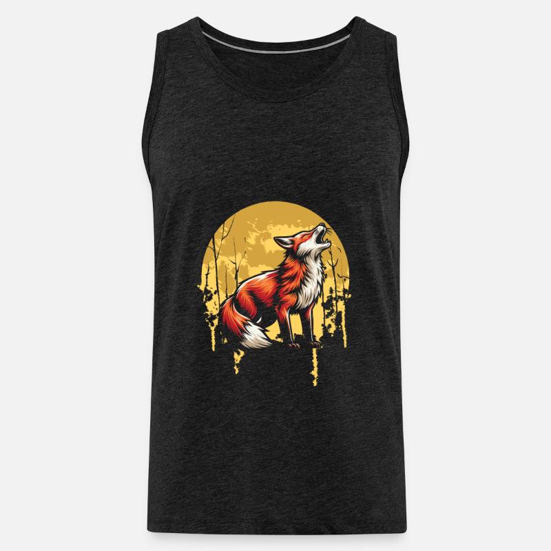 Fuchs Moon Howling - Männer Premium Bio Tank Top - Anthrazit