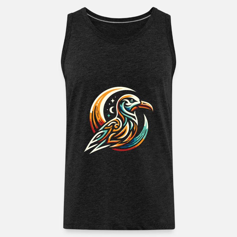 Möwe Moon Phases - Männer Premium Bio Tank Top - Anthrazit