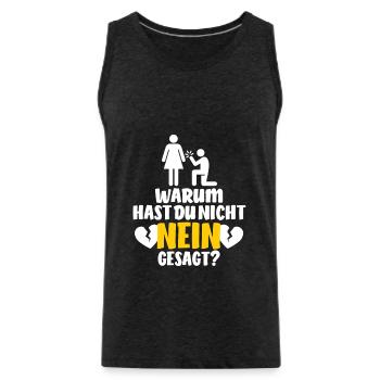 Warum hast du nicht nein gesagt? Beziehung - Männer Premium Bio Tank Top - Anthrazit - Vorne - AI Model Male 185 dark (185cm)