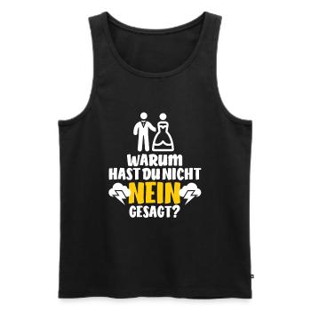 Warum hast du nicht nein gesagt? Beziehung - Männer Premium Bio Tank Top - Anthrazit - Vorne - AI Model Male 185 dark (185cm)