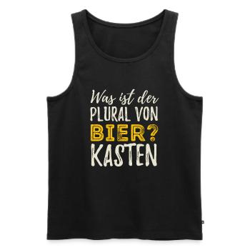 Der Plural von Bier - Kasten - Männertag Spruch - Männer Premium Bio Tank Top - Anthrazit - Vorne - Alexander (188cm)
