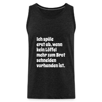 Abspülen - WG - Sauberkeit - Ironie - Spruch - Männer Premium Bio Tank Top - Anthrazit - Vorne - Alexander (188cm)