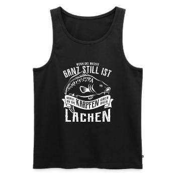 Angler - Wasser ganz still - Karpfen lachen Spruch - Männer Premium Bio Tank Top - Anthrazit - Vorne - AI Model Male 185 dark (185cm)