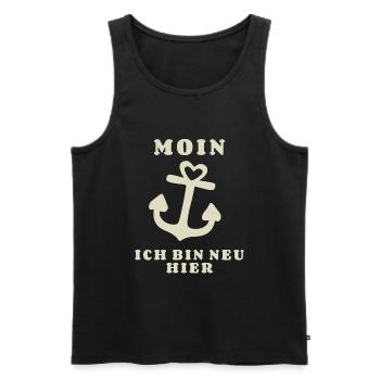 Moin bin neu hier Anker Baby Geburt Spruch - Männer Premium Bio Tank Top - Anthrazit - Vorne - AI Model Male 185 dark (185cm)
