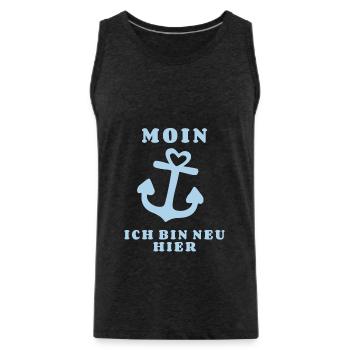 Moin bin neu hier Anker Baby Geburt Spruch - Männer Premium Bio Tank Top - Anthrazit - Vorne - AI Model Male 185 dark (185cm)