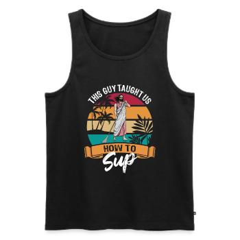 This guy taught us how to SUP - Jesus - Paddle - Men's Premium Organic Tank Top - charcoal grey - Front - Alexander (188cm)