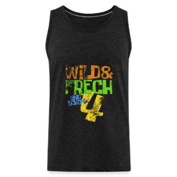 Wild & frech und schon 4 Geburtstag Geschenk - Männer Premium Bio Tank Top - Anthrazit - Vorne - AI Model Male 185 dark (185cm)