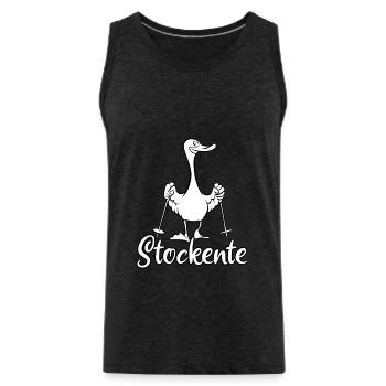 Stockente - Ente mit Stöcken - Walking - Männer Premium Bio Tank Top - Anthrazit - Vorne - AI Model Male 185 dark (185cm)