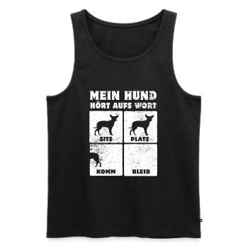 Mein Hund hört aufs Wort - Chihuahua - Hundefan - Männer Premium Bio Tank Top - Anthrazit - Vorne - AI Model Male 185 dark (185cm)