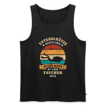 Unterschätze nie einen alten Mann mit Taucheranzug - Männer Premium Bio Tank Top - Anthrazit - Vorne - AI Model Male 185 dark (185cm)