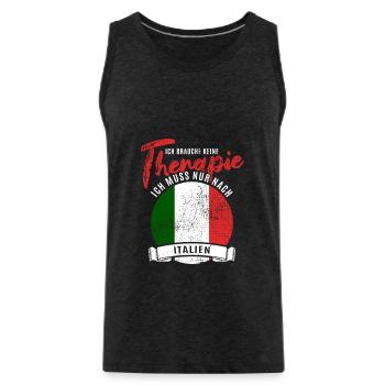 Ich brauche keine Therapie ich muss nach Italien - Männer Premium Bio Tank Top - Anthrazit - Vorne - AI Model Male 185 dark (185cm)