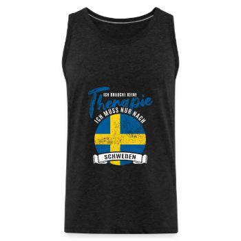 Ich brauche keine Therapie ich muss nach Schweden - Männer Premium Bio Tank Top - Anthrazit - Vorne - AI Model Male 185 dark (185cm)
