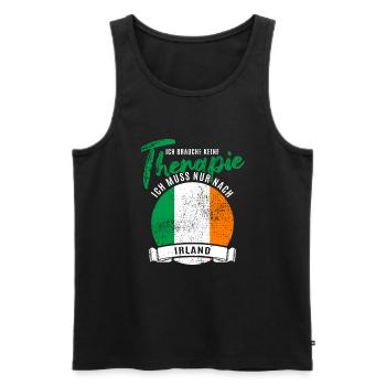 Ich brauche keine Therapie ich muss nach Irland - Männer Premium Bio Tank Top - Anthrazit - Vorne - AI Model Male 185 dark (185cm)