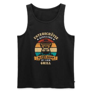 Unterschätze niemals einen alten Mann mit Grill - Männer Premium Bio Tank Top - Anthrazit - Vorne - AI Model Male 185 dark (185cm)
