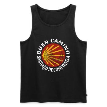Buen Camino Santiago de Comostela - Jakobsweg - Männer Premium Bio Tank Top - Anthrazit - Vorne - AI Model Male 185 dark (185cm)
