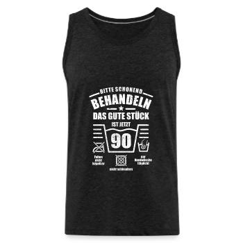 Schonend behandeln - 90. Geburtstag Geschenk - Männer Premium Bio Tank Top - Anthrazit - Vorne - AI Model Male 185 dark (185cm)