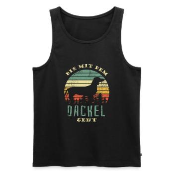 Die mit dem Dackel geht - Gassi gehen - Männer Premium Bio Tank Top - Anthrazit - Vorne - AI Model Male 185 dark (185cm)