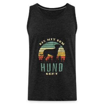 Die mit dem Hund geht - Gassi gehen - Männer Premium Bio Tank Top - Anthrazit - Vorne - AI Model Male 185 dark (185cm)
