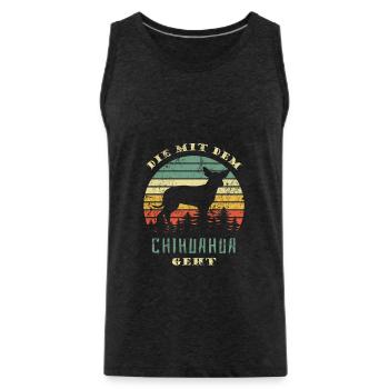 Die mit dem Chihuahua geht - Gassi gehen - Männer Premium Bio Tank Top - Anthrazit - Vorne - AI Model Male 185 dark (185cm)
