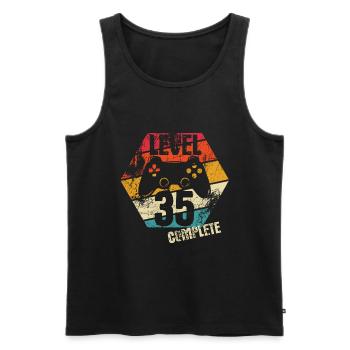 Niveau 35 Terminé - Joueur - Anniversaire - Cadeau - Débardeur bio Premium Homme - charbon - Devant - Alexander (188cm)