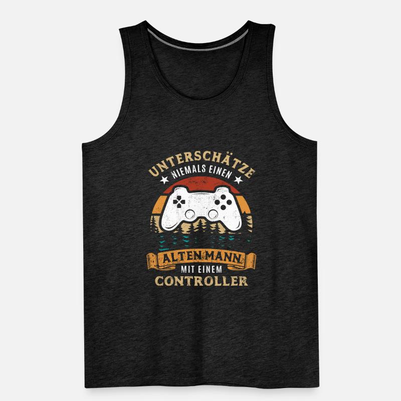Unterschätze nie einen alten Mann mit Controller Männer Premium Bio Tank Top