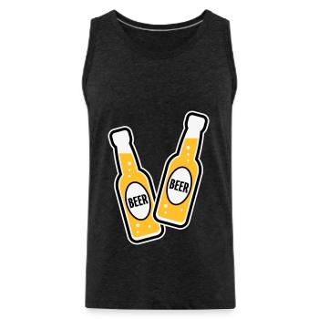 2 Grillage des bouteilles de bière (Beery / POS 3C) - Débardeur bio Premium Homme - charbon - Devant - AI Model Male 185 dark (185cm)