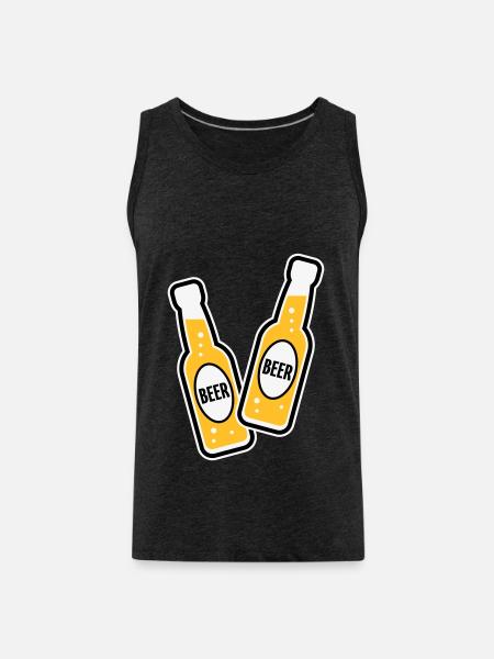 2 Bierflaschen (Bier / POS 3C) - Männer Premium Bio Tank Top - Anthrazit