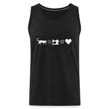 Katze und Nähen ist Liebe, macht glücklich - Männer Premium Bio Tank Top - Anthrazit - Vorne - AI Model Male 185 dark (185cm)