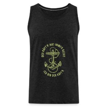 Der Käpt'n hat immer Recht - Ich bin der Käpt'n - Männer Premium Bio Tank Top - Anthrazit - Vorne - Alexander (188cm)